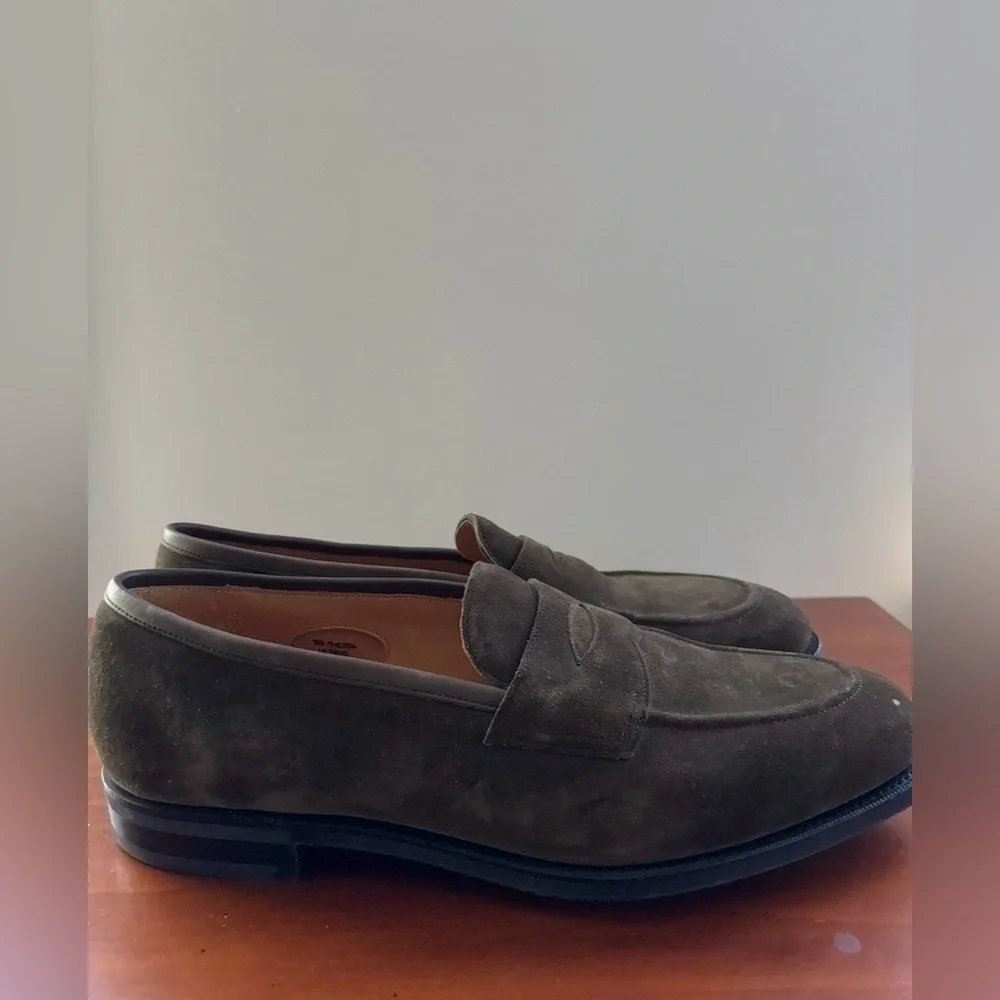 Edward Green Duke Green Suede Loafers 8 1/2 - Picture 4 of 11